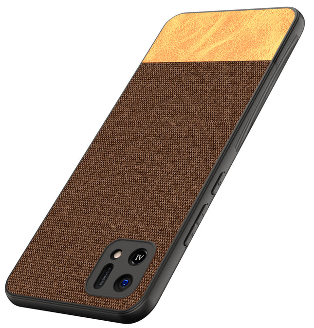 Soft Fabric & Leather Hybrid Protective Case Cover for Oppo A16K (Brown)