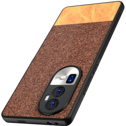 Mobizang Soft Fabric & Leather Hybrid Protective Back Cover for Oppo Reno 10 Pro Plus | Shockproof Slim Hard Anti Slip Back Case (Brown)