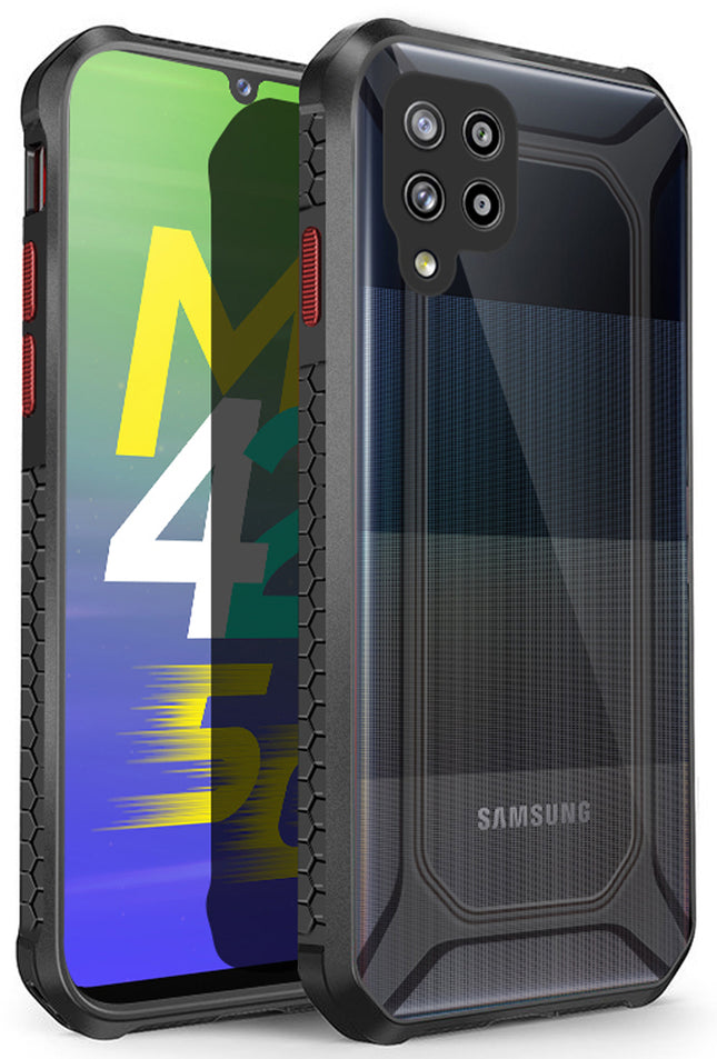 Unicorn for Samsung Galaxy M42 Clear Back Case, [Military Grade Protection] Shock Proof Slim Hybrid Bumper Cover (Black)