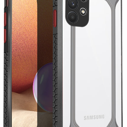 Unicorn for Samsung Galaxy A72 Clear Back Case, [Military Grade Protection] Shock Proof Slim Hybrid Bumper Cover (Black)