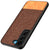 Soft Fabric & Leather Hybrid for Samsung Galaxy S21 FE Back Cover, Shockproof Protection Slim Hard Back Case (Brown)