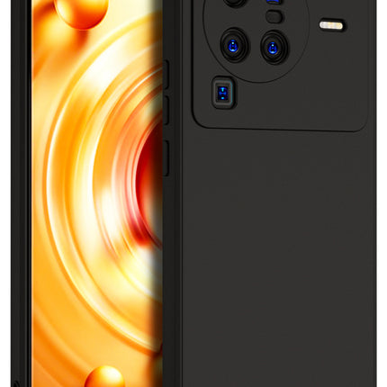 Matte Lens Protective Shockproof Flexible Back Cover for Vivo X80 Pro, Slim Silicone with Soft Lining Shockproof Flexible Full Body Bumper Case (Black)