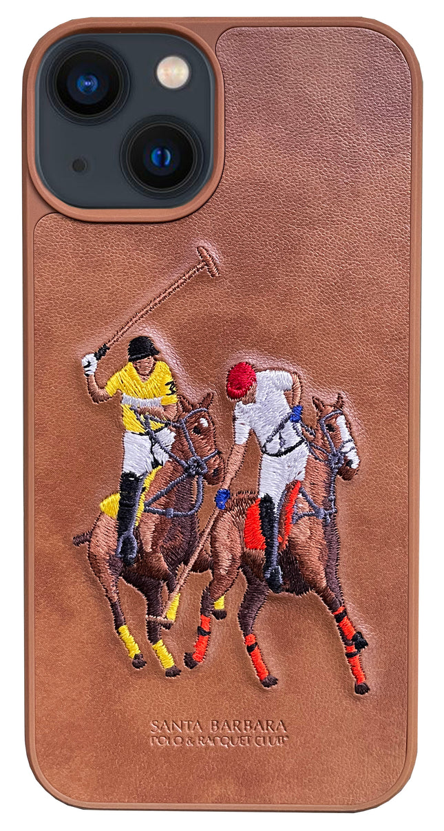 Santa Barbara Polo Jockey Series Luxury Leather Back Case Cover for Apple iPhone 13 (6.1) (Brown)