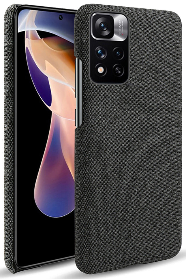Woven Soft Fabric Case for Xiaomi 11i HyperCharge Back Cover, Shock Protection Slim Hard Anti Slip Back Cover (Black)