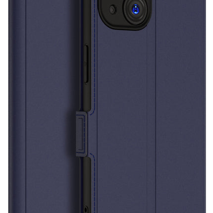 Mobizang Noble Slim Magnetic Leather Flip Case Cover for Apple iPhone 15 PLUS | Card Holder Stand Leather Flip Wallet Case (Blue)