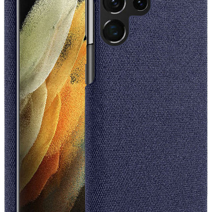 Woven Soft Fabric Case for Samsung Galaxy S22 Ultra Back Cover, Shock Protection Slim Hard Anti Slip Back Cover (Blue)