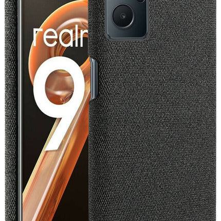 Woven Soft Fabric Case for Realme 9i Back Cover, Shock Protection Slim Hard Anti Slip Back Cover (Black)