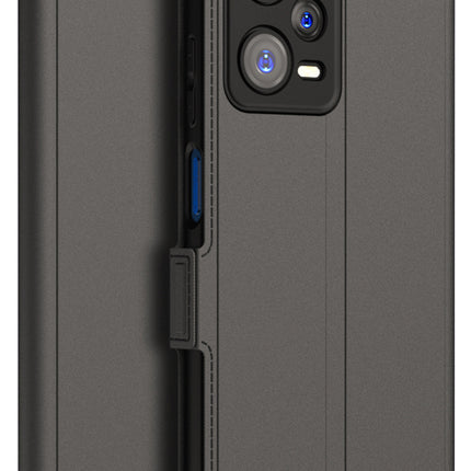 Mobizang Noble Slim Magnetic Leather Flip Cover for Redmi Note 12 PRO PLUS | Card Holder Stand Leather Flip Wallet Case (Black)