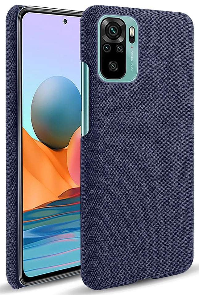 Woven Soft Fabric Case for Xiaomi Redmi Note 10 /  Note 10S Back Cover, Shock Protection Slim Hard Anti Slip Back Cover (Blue)