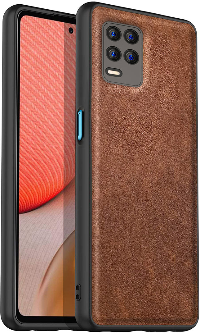Tux Back Case For Realme 8 (5G) , Slim Leather Case with Soft Edge Shockproof Back Cover (Brown)