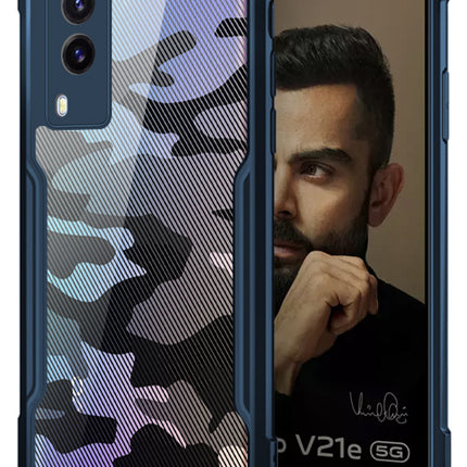 Beetle Camouflage for Vivo V21E (5G) Back Case, [Military Grade Protection] Shock Proof Slim Hybrid Bumper Cover (Blue)
