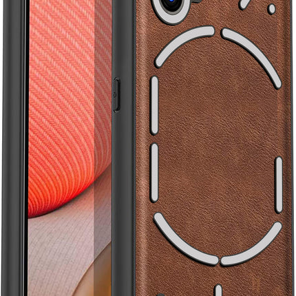 Mobizang Tux Leather Back Cover for Nothing Phone 2 | Slim Shockproof Camera Protection Bumper Case (Brown)