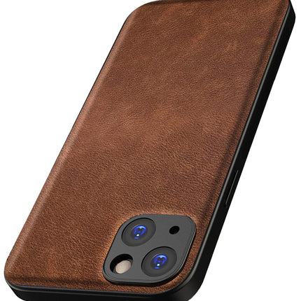 Mobizang Tux Leather Back Cover for Apple iPhone 15 | Slim Shockproof Camera Protection Bumper Case (Brown)