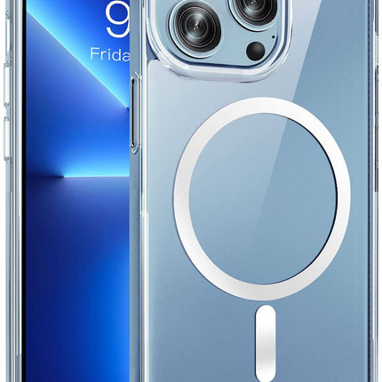 Mag Back Cover for iPhone 13 Pro (6.1 inch) , Clear Magnetic Case Compatible with Magsafe , Slim Shockproof  Hard Back Cover Soft Edges