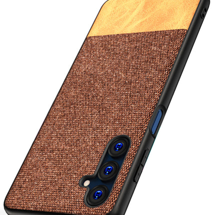 KAPA Soft Fabric & Leather Hybrid Protective Back Cover for Samsung Galaxy F54 | Shockproof Slim Hard Anti Slip Back Case (Brown)