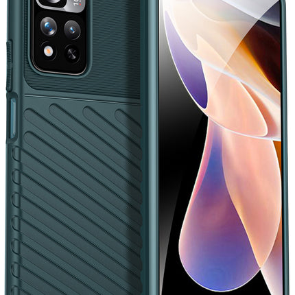 Mobizang Thunder Protective Flexible Back Cover for Xiaomi 11i / 11i Hypercharge | Slim Anti Slip Rugged TPU Shockproof Full Body Bumper Case (Green)