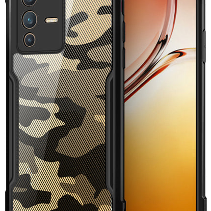 Beetle Camouflage for Vivo V23 Back Case, [Military Grade] Shockproof Slim Hybrid Cover (Black)
