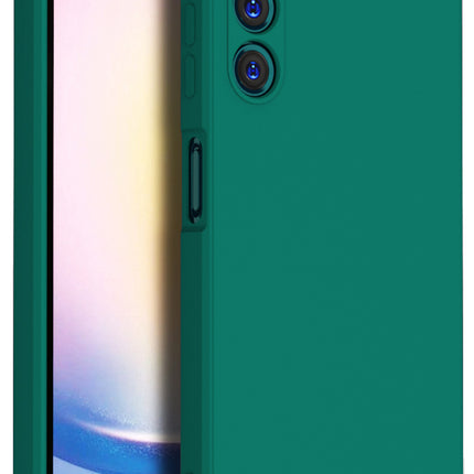 Mobizang Matte Protective Lens Flexible Back Cover for Samsung Galaxy A25 | Slim Silicone with Soft Lining Shockproof Full Body Bumper Case (Green)