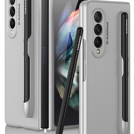 Ultra Thin Back Case for Samsung Galaxy Z Fold3 , [Inbuilt S Pen Holder] Full Body Protection Hard Back Cover , Silver