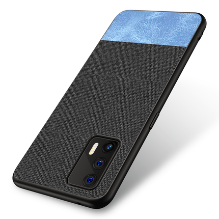 Soft Fabric & Leather Hybrid Protective Case Cover for Realme GT (5G) (Black,Blue)