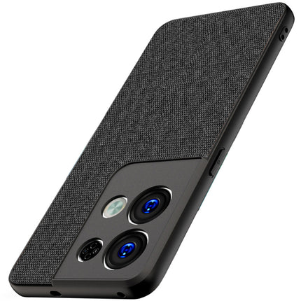 Mobizang Soft Fabric Hybrid Protective Back Case Cover for Oppo Reno 8 PRO (5G) (Black)