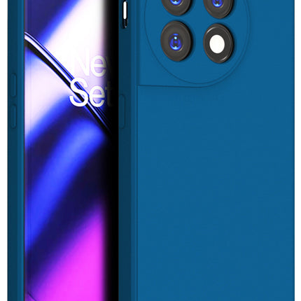 Mobizang Matte Protective Lens Flexible Back Cover for OnePlus 11 (5G) | Slim Silicone with Soft Lining Shockproof Full Body Bumper Case (Blue)