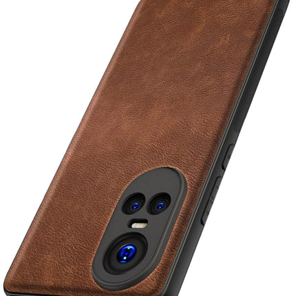 Mobizang Tux Leather Back Cover for Oppo Reno 10 / Reno 10 PRO | Slim Shockproof Camera Protection Bumper Case (Brown)