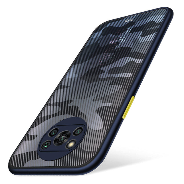 Camouflage Paper Thin Back Cover for Poco X3 Pro / Poco X3 , Super Slim Matte Translucent Full Protection Back Case (Blue)