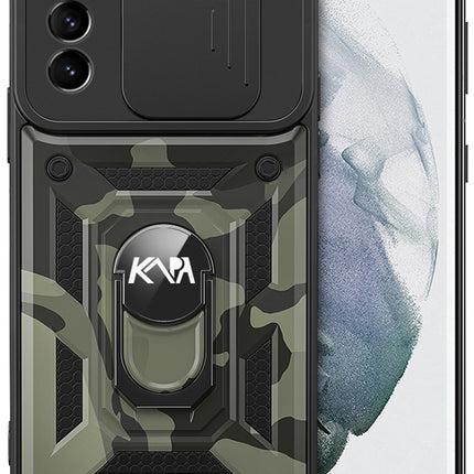 Mobizang Tank Back Cover for Samsung Galaxy S23 Ultra , Inbuilt Ring + Slider Shockproof Lens Protection Case, Black