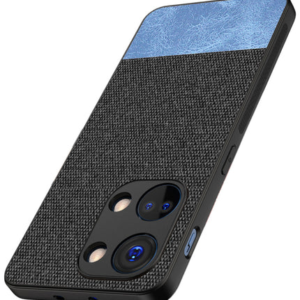 Mobizang Soft Fabric & Leather Hybrid Protective Back Cover for Oneplus Nord 3 | Shockproof Slim Hard Anti Slip Back Case (Black::Blue)