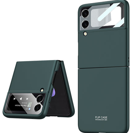 Ultra Thin Back Case for Samsung Galaxy Z Flip 3 , Inbuilt Glass Window Back Cover , Green