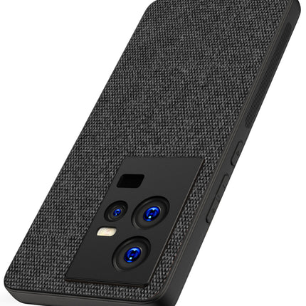 Mobizang Soft Full Fabric Hybrid for IQOO 11 Back Cover | Shockproof Hybrid Slim Hard Anti Slip Back Case (Black)