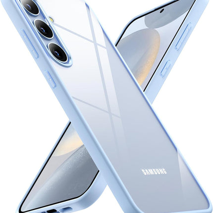 Mobizang Hawkeye Clear Back Cover for Samsung Galaxy S24 PLUS | Camera Lens Protector Shockproof Slim Clear Case Cover (Blue Sides)