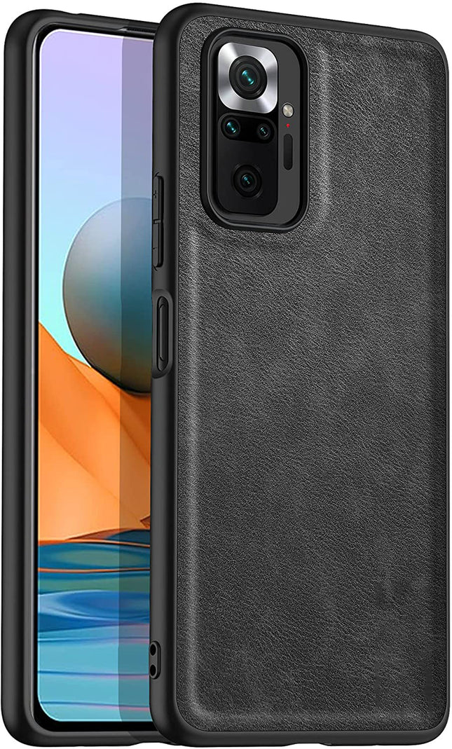 Tux Back Case for Xiaomi Redmi Note 10 Pro /  Note 10 Pro Max , Slim Leather Case with Soft Edge Shockproof Back Cover (Black)