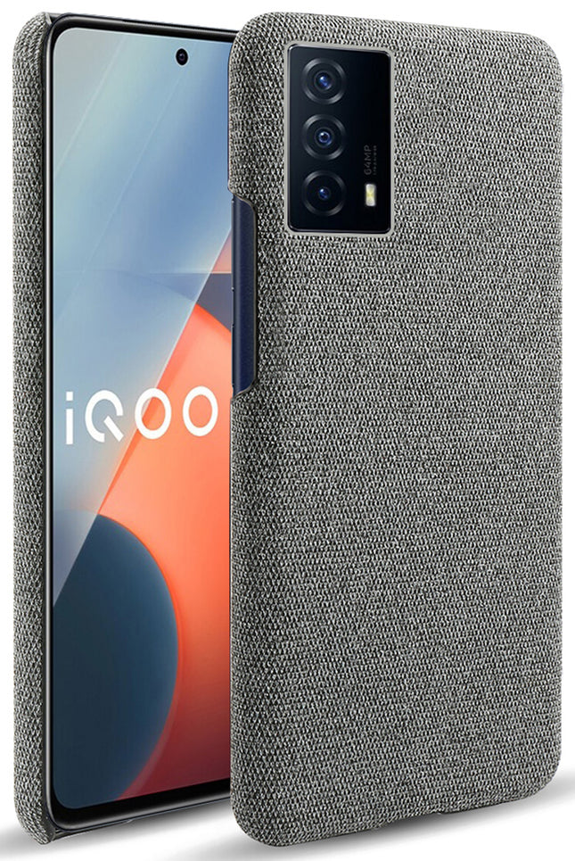 Woven Soft Fabric Case for Vivo IQOO Z5 (5G) Back Cover, Shock Protection Slim Hard Anti Slip Back Cover (Grey)