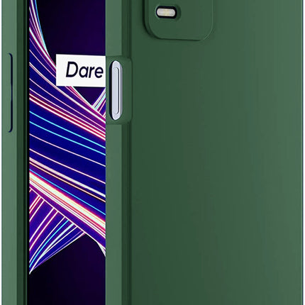Matte Lens Protective Back Cover for Realme 8 (5G) , Slim Silicone with Soft Lining Shockproof Flexible Full Body Bumper Case , Green