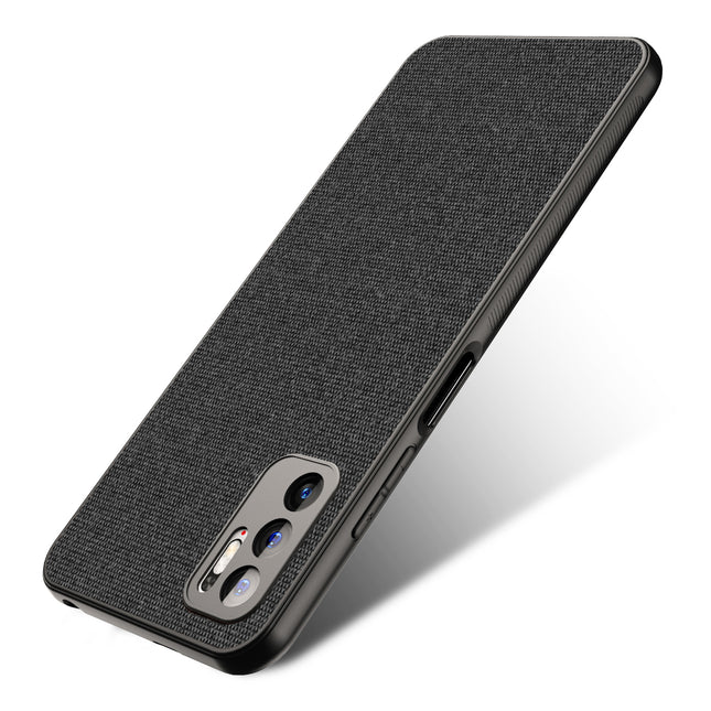 Soft Fabric Hybrid for Poco M3 Pro Back Cover, Shockproof Protection Slim Hard Back Case (Black)