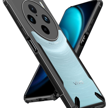 Mobizang Bull Clear Back Cover for Vivo X100 Pro | [Military Grade Protection] Shock Proof Slim Hybrid Bumper Case (Black)