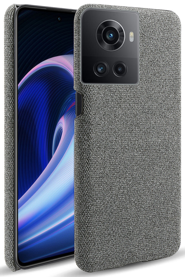 Mobizang Woven Soft Fabric Case for OnePlus 10R  Back Cover,  Shock Protection Slim Hard Anti Slip Back Cover (Grey)