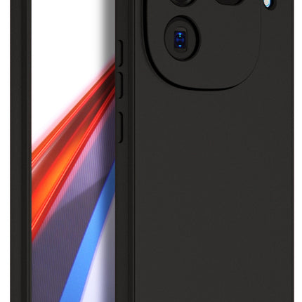 Mobizang Matte Protective Lens Flexible Back Cover for Iqoo 12 (5G) | Slim Silicone with Soft Lining Shockproof Full Body Bumper Case (Black)