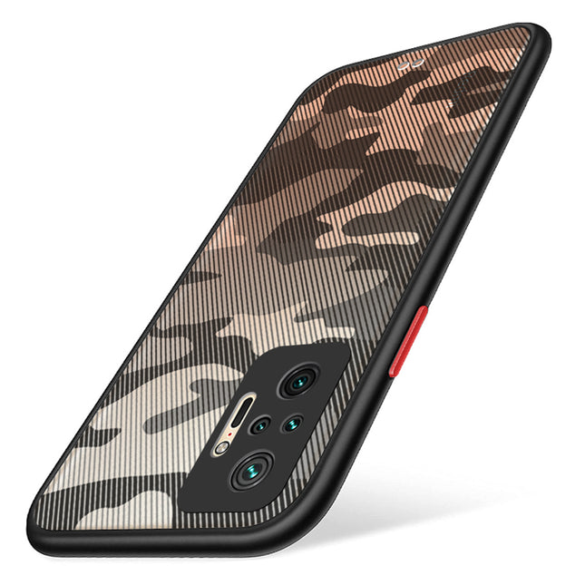 Camouflage Paper Thin Back Cover For Xiaomi Redmi Note 10 Pro /  Note 10 Pro Max , Super Slim Matte Translucent Full Protection Back Case (Black)