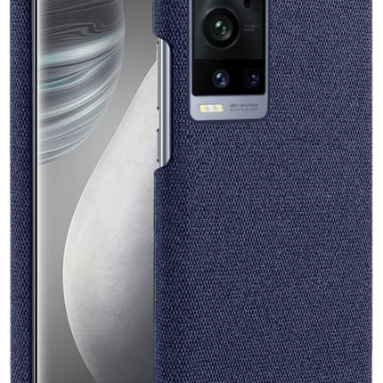 Woven Soft Fabric Case for Vivo X60 Pro Plus Back Cover, Shock Protection Slim Hard Anti Slip Back Cover (Blue)