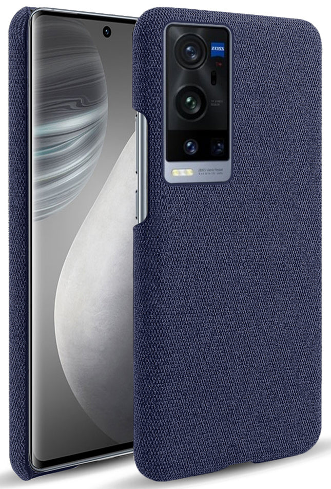 Woven Soft Fabric Case for Vivo X60 Pro Plus Back Cover, Shock Protection Slim Hard Anti Slip Back Cover (Blue)