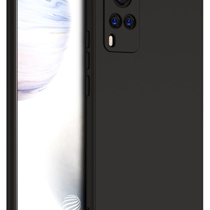 Matte Lens Protective Back Cover for Vivo X60 , Slim Silicone with Soft Lining Shockproof Flexible Full Body Bumper Case (Black)