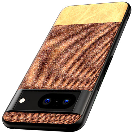 Mobizang Soft Fabric & Leather Hybrid Protective Back Cover for Google Pixel 8 PRO | Shockproof Slim Hard Anti Slip Back Case (Brown)