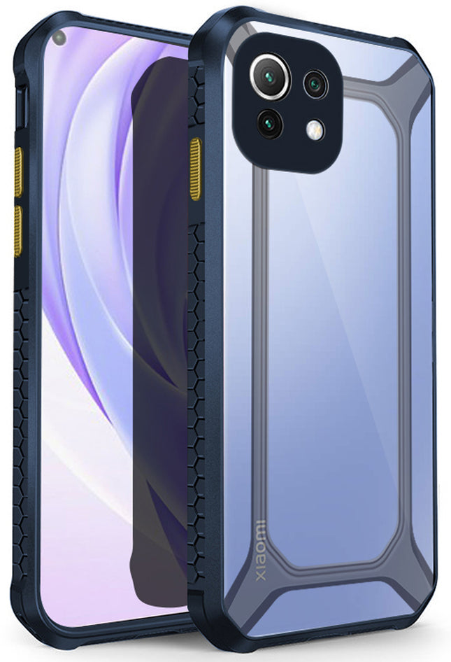 Unicorn for Xiaomi Mi 11 Lite Clear Back Case, [Military Grade Protection] Shock Proof Slim Hybrid Bumper Cover (Blue)