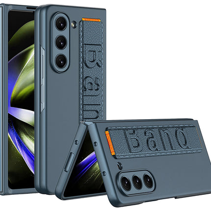 Mobizang Shockproof Protective Band Back Cover for Z Fold 5 | Wrist Strap Case With Inbuilt Screen Tempered Glass , Green