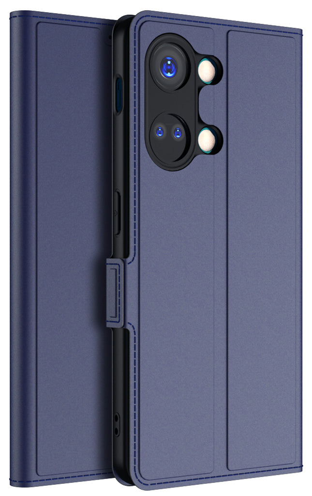 Mobizang Noble Slim Magnetic Leather Flip Case Cover for OnePlus Nord 3 | Card Holder Stand Leather Flip Wallet Case (Blue)