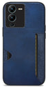 Mobizang Razor Wallet Back Case for VIVO V25 PRO (5G) | Slim PU Leather & Fabric Cover with Inbuilt Card Pocket (Blue)