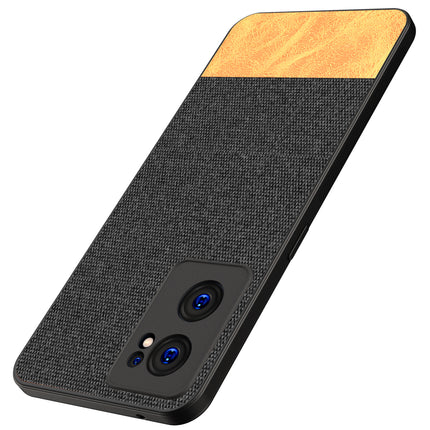 Soft Fabric & Leather Hybrid Protective Case Cover for OnePlus Nord CE 2 (5G) (Black ,Brown)